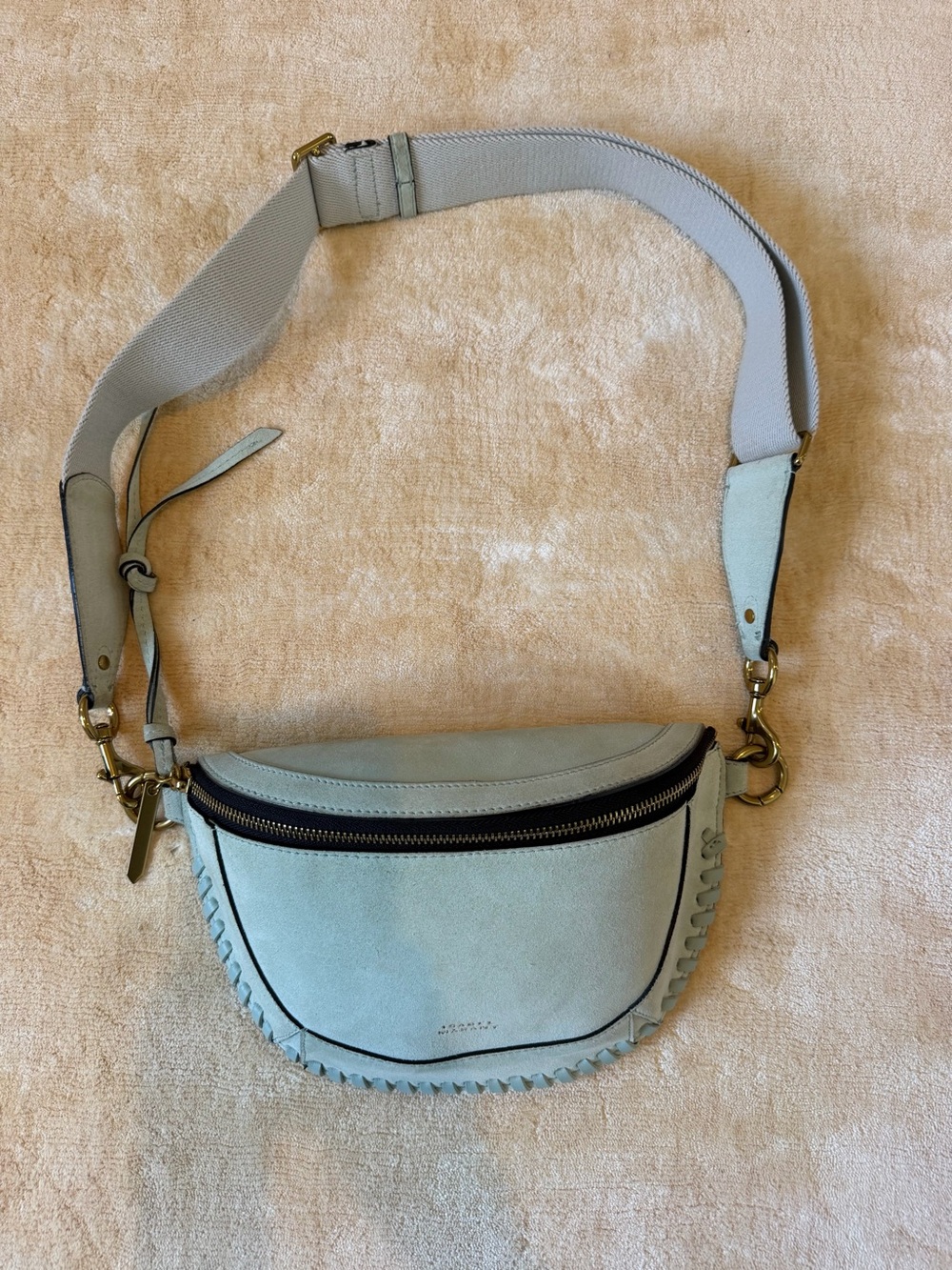 Isabel Marant Light Blue Suede Crossbody Belt Bag